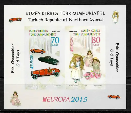 Zypern türkisch 2015: EUROPA old Toys, Kinderspielzeug, postfrisch