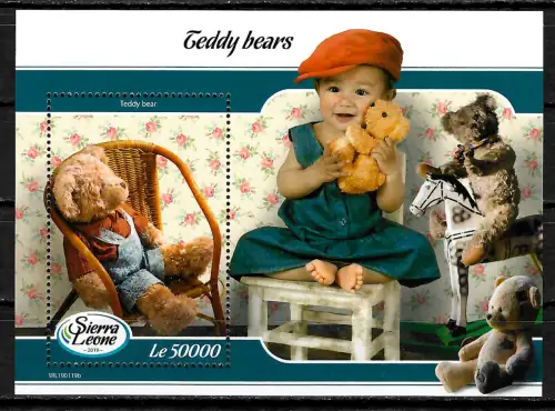 Sierra Leone 2019: Teddy bears, Teddy Bären, Block postfrisch