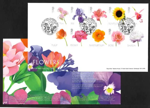 GB 2023: Flowers, Bloomfield Tipton: Tulip, Peony, Iris, Seet Pea, Dahlia, Rose