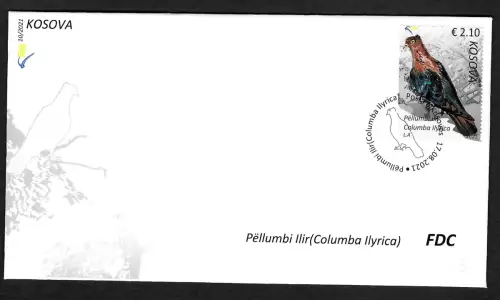 Kosovo 2021: Illyrische Taube, Pellumbi Ilir (Columba Ilyrica), FDC