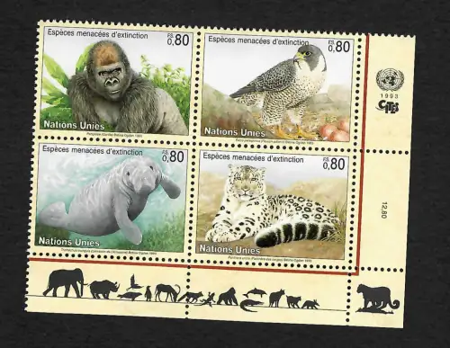 UNO Genf 1993: Espèces menacées d' extinction, postfrisch