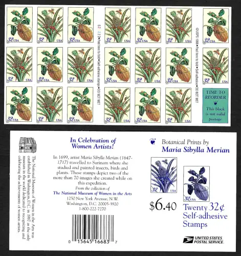 USA 1997: Botanical Prints, Zitronen Baum, Ananas, Folienblatt, mnh