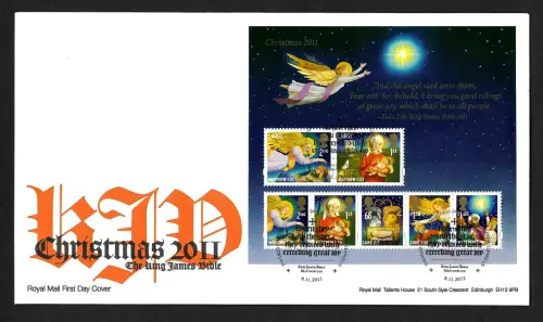 GB 2011: Christmas 2011, The king James Bible, FDC