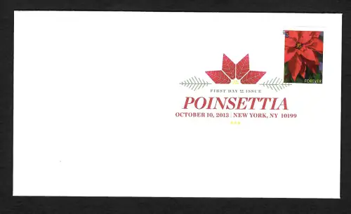 USA Forever 2013: Blume aus Markenheft- Weihnachtsstern, christmas, FDC colored