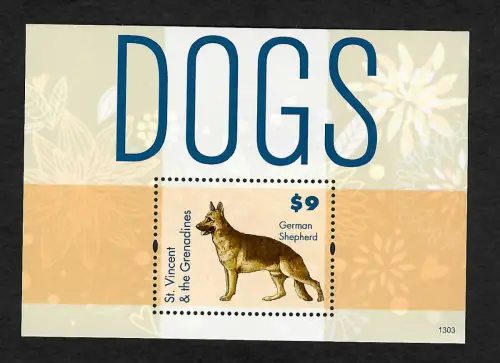 St. Vincent 2013: Dogs - Hunde, German Shepherd, postfrisch
