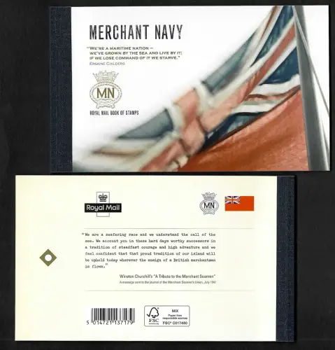 GB 2013: Merchant Navy, stamp booklet, Winston Churchill, mnh
