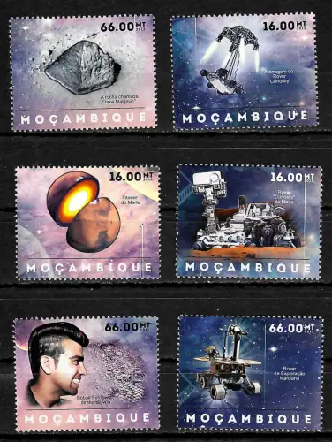 Mocambique 2012: Curiosity de Marte, 6x stamps postfrisch