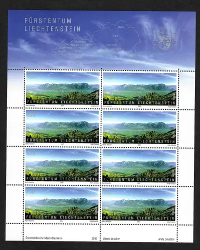 Liechtenstein 2007: Landschaften, Kleinbogen # 1460, postfrisch
