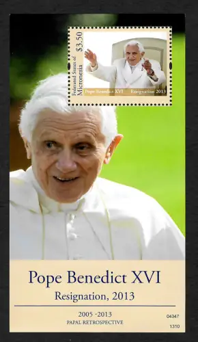 Micronesien 2013: Pope Benedict XVI, Resignation, postfrisch