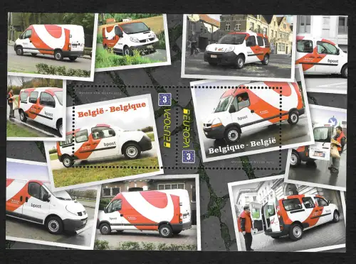 Belgien 2013: EUROPA: Postfahrzeuge, Block # 172, postfrisch