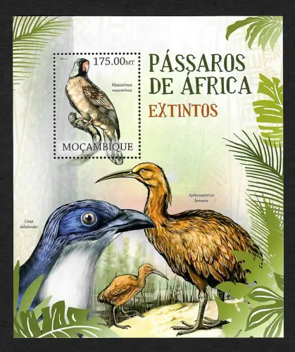 Mocambique 2012: Passaros de Africa: Extintos, Vögel aus Afrika, postfrisch