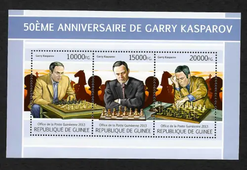Guinea 2013: : 50ème anniversaire de Garry Kasparov, Schach, postfrisch