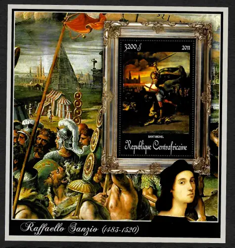Zentralafrika 2011: Raffaello Sanzio: Saint-Michel, heiliger Michael, postfrisch