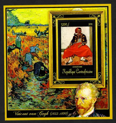 Zentralafrika 2011: Vincent van Gogh, Le Zouave Assis, postfrisch