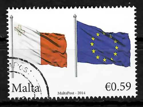 Malta 2014: 10 Jahre Beitritt zur EU, gestempelt