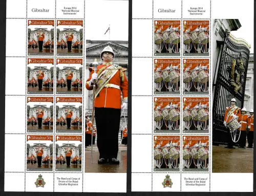 Gibraltar 2014: EUROPA - National Musical Instruments, 2x postfrische Bögen