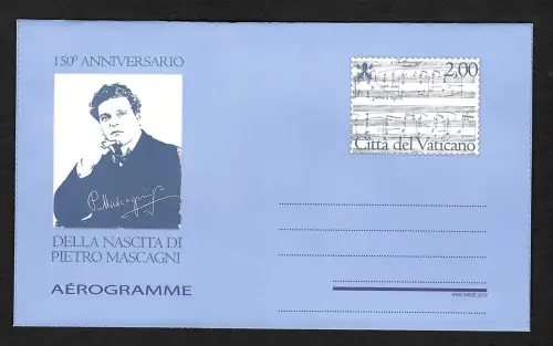 Vatikan 2014: 150. Anniversario della Nascita di Pietro Mascagni, Aerogramme **