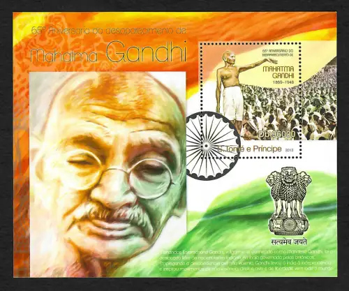S. Tomé e Principe 2013: Mahatma Gandhi, Block postfrisch