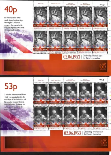 Alderney 2014: Celebrating 60 years Queen' coronation, #471-476, 6x sheets, mnh