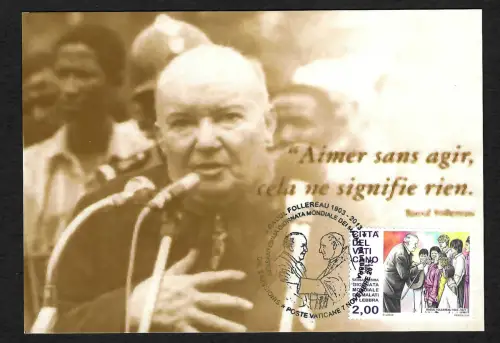 Vatikan 2013: 60. Welt-Lepratag, Geburtstag Raoul Follereau, #1789, FDC