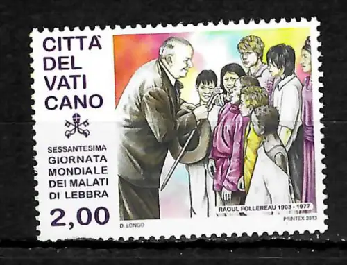 Vatikan 2013: 60. Welt-Lepratag, Geburtstag Raoul Follereau, #1789   postfrisch