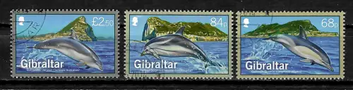 Gibraltar 2014: Delphine, dolphins, gestempelt