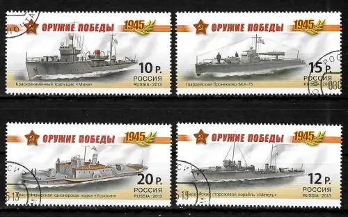 Russland 2013: Kriegsschiffe, #1927-1930, gestempelt