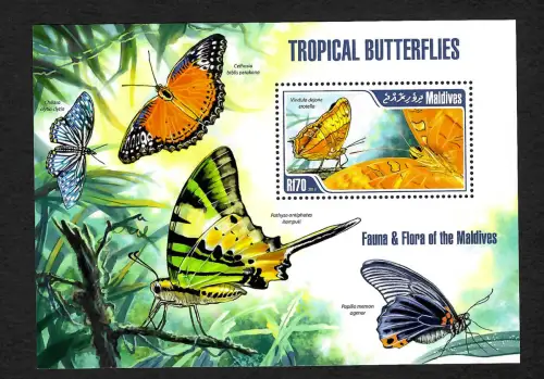 Malediven 2013: Borboletas, Schmetterlinge, Papillon, postfrisch