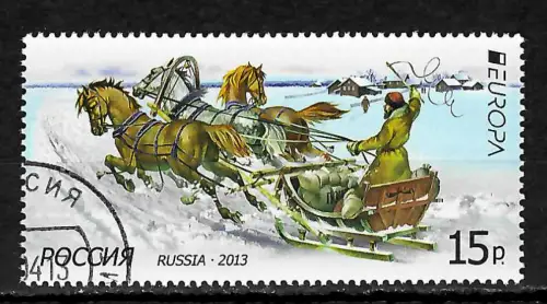 Russland 2013: EUROPA Postfahrzeuge, #1925, gestempelt