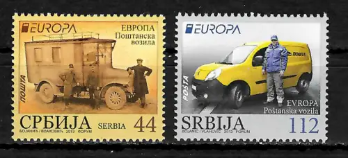 Serbien 2013: EUROPA Postfahrzeuge, #501-502, postfrisch