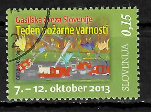 Slowenien 2013: Woche des Brandschutzes, Zwangszuschlagsmarke, gestempelt