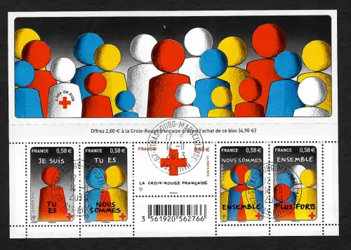 Frankreich 2013: La croix-rouge, das Rote Kreuz, gestempelt