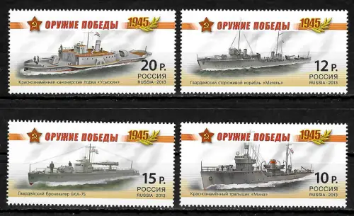 Russland 2013: Kriegsschiffe, #1927-1930, postfrisch
