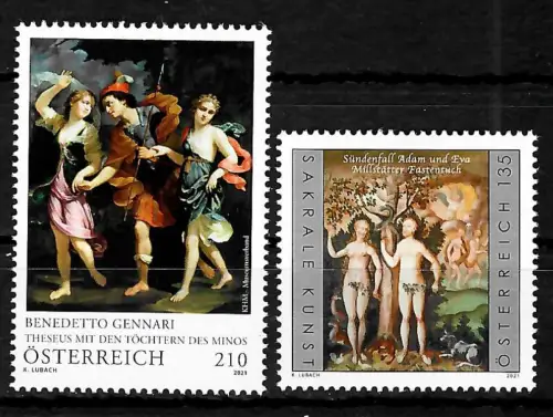 Österreich 2021: Benedetto Gennari, Sündenfall Adam und Eva, postfrisch