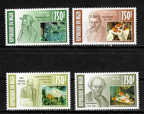 Niger 2013: Paul Cézanne, 4x Briefmarken, postfrisch