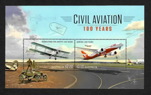 Australien 2014: Civil Aviation, 100 years, Flugzeuge, postfrisch