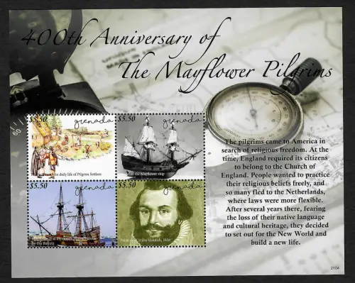 Grenada 2020: 400th Anniversary of the Mayflower Pilgrims, postfrisch