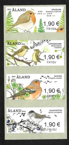 Aland 2021: Singvögel, 4x Automatenmarken, postfrisch