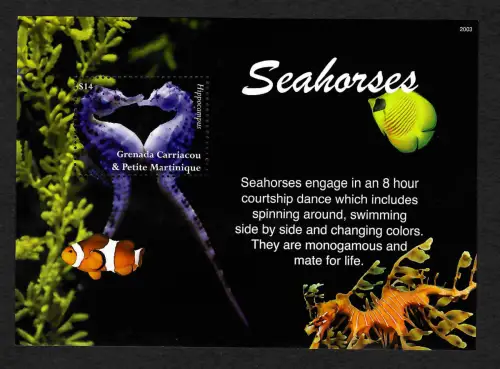 Grenada Carriacou, Martinique 2021: Seahorses, Seepferdchen, postfrisch