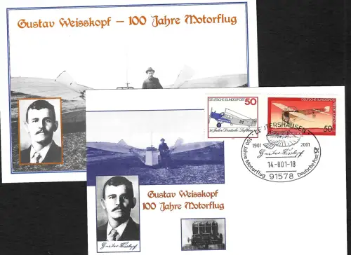 Bund 2001: Gustav Weisskopf - 100 Jahre Motorflug, Bildpostkarte
