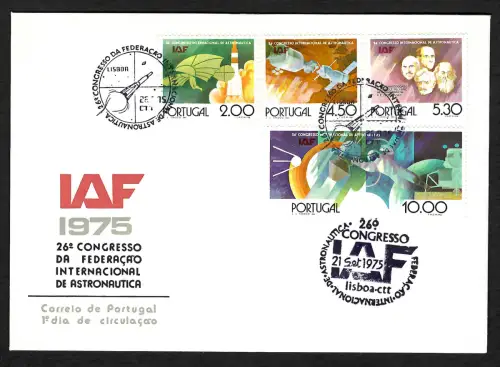 Portugal 1975: IAF Congresso de Astronautica, Weltraumkongress, FDC #1291-1294