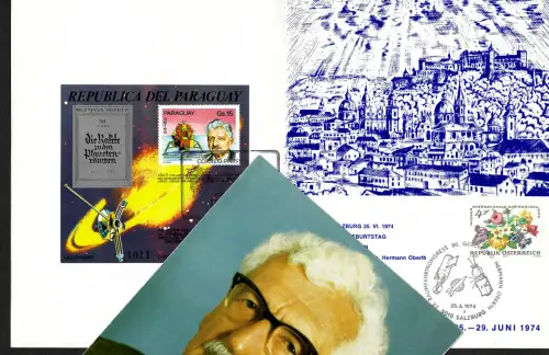 Paraguay/Österreich 1974: 80. Geburtstag Hermann Oberth, Block #224, Faltblatt