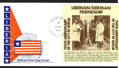 Liberia 1987: Liberian/German Friendship, FDC