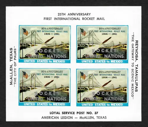 UNO New York: 25th Anniversary First international Rocket Mail, mnh