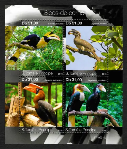 S. Tomé e Principe 2019: Bicos-de-corno, Vögel, postfrisch