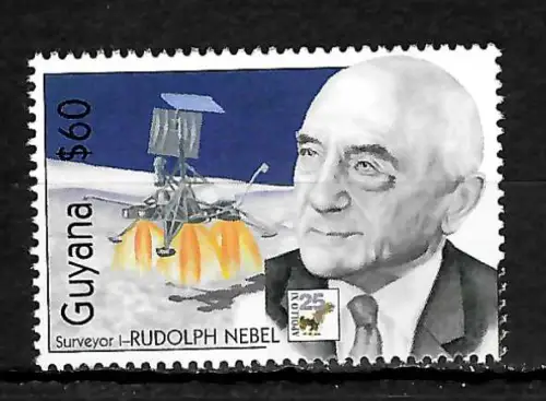 Guyana: Raketenpionier Rudolph Nebel, Apollo XI, postfrisch
