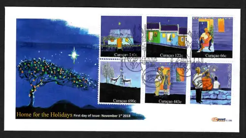 Curacao 2018: Dezember-Marken, Home for the Holidays, FDC