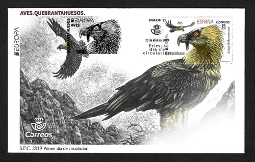 Spanien 2019: EUROPA: Nationalvögel, FDC
