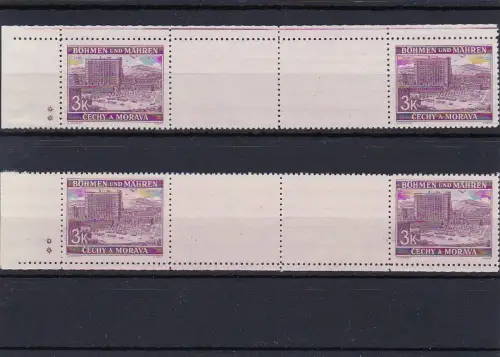 Böhmen & Mähren (B&M)  **, postfrisch, MiNr. 33 Zwischensteg, Leerfelder, Sterne