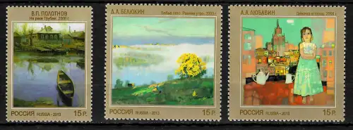 Russland 2013: Zeitgenössische Kunst, #1935-1937, postfrisch